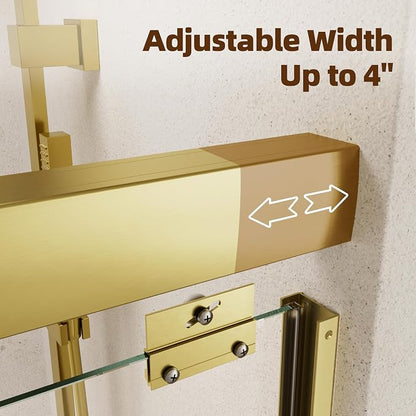 Royal Guard Double Sliding Shower Door,44-48" W x 70" H，Brush Gold | Shower Doors with 6mm Clear SGCC Tempered Glass,Bypass Shower Enclosure,Nano Coating Easy Clean&Waterproof&Adjustable Width