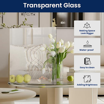SMARTSTANDARD 24" x 80" Clear Glass French Interior Solid Core Door Slab | 10-Lite Glass Pantry Door for Bathroom Laundry Pocket, Pre-Assembled Panel without Hardware, White Primed