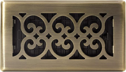 Decor Grates SPH408-A Scroll Design Floor Register, 4x8 Inches, Antique Brass Finish