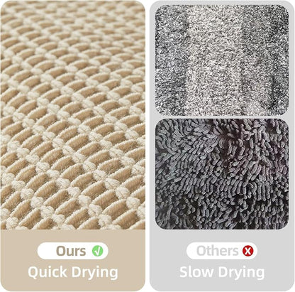 TYUU Waffle Bath Mat, Boho Bathroom Rugs Non Slip, 48x24 Pale Beige | Super Absorbent Quick Dry Bath Rug, Non-Slip Backing, Soft Waffle Washable Farmhouse Bathroom Mats, Tub, Shower & Home Decor