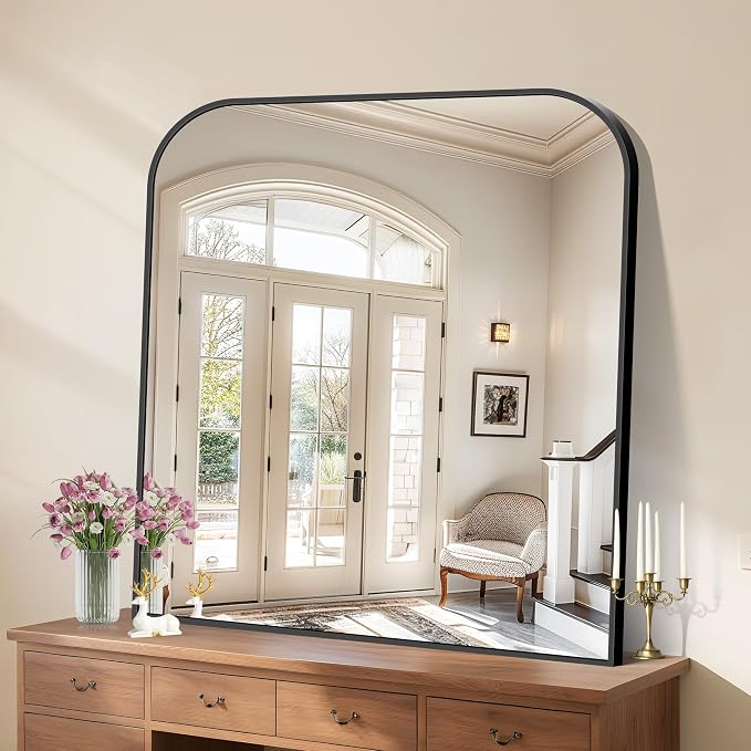 COFENY Bathroom Mirror, 36x40 inch Large Black Rectangle Wall Mounted Mirror with Thin Frame, Bathroom Vanity Mirrors for Over Sink, Entryway, Living Room, Bedroom