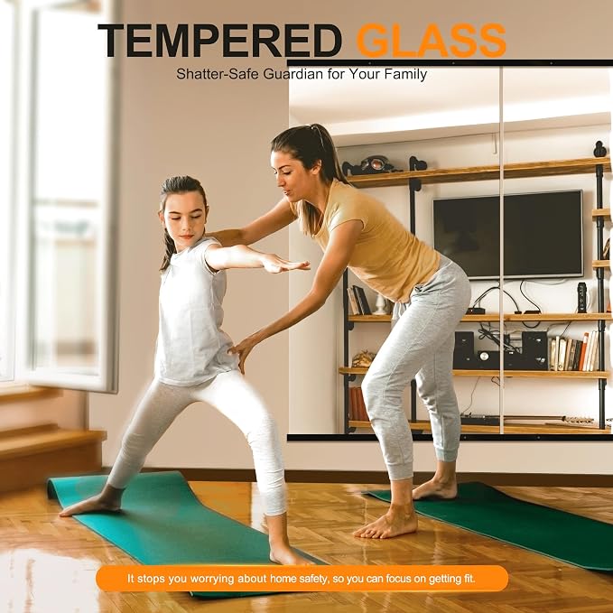 Home Gym Mirror, 54''x30''x2PCS Black | Wall Mounted Large Frameless Tempered Glass Wall Mirror for Home Gym, Garage, Bedroom, Bathroom