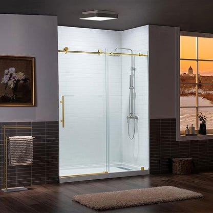 Woodbridge Frameless Shower Doors 44-48" Width x 76" Height with 3/8"(10mm) Clear Tempered Glass in Brushed Gold Finish,MSDC4876-BG