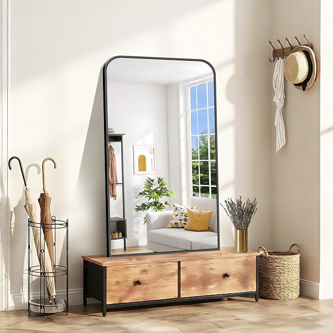 COFENY Bathroom Mirror, 30x50 inch Black Rectangle Wall Mounted Mirror with Thin Frame, Bathroom Vanity Mirrors for Over Sink, Entryway, Living Room, Bedroom