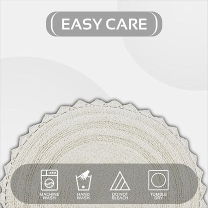 Better Trends Lilly Crochet Round Bath Rugs & Absorbent Bathroom Mat, Reversible Bath Rugs, Bath mats for Bathroom, 100% Cotton Bathmats Washable - 24", Cream Round Rug