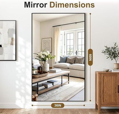 Bathroom Vanity Mirror for Over Sink, 60x36 Inch Matte Black Mirror | Shatterproof Tempered Glass, Anti-Rust Metal Frame, Rectangle Wall Mirrors for Bedroom, Living Room & Entryway