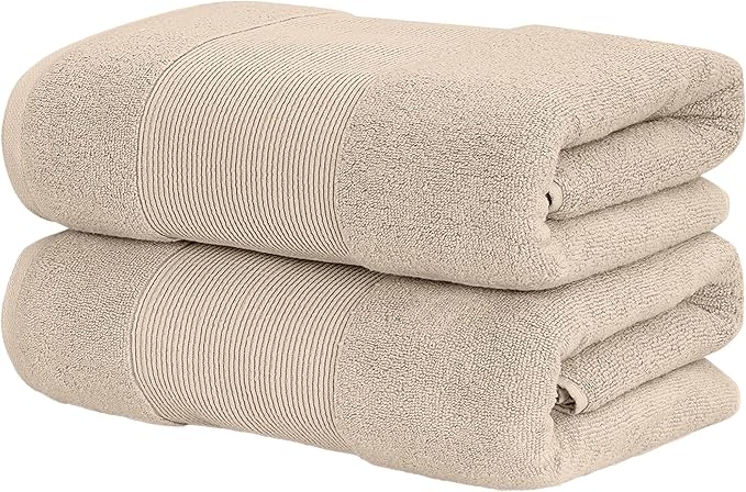 Modern Threads - Air Cloud 2-Pack 100% Zero-Twist Cotton Bath Sheet Set - Super Absorbent & Quick Dry - 500 GSM - Soft & Plush, Sand