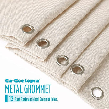 Ga-Geetopia Extra Long Linen Textured Shower Curtain Set with Hooks, Beige Boho Farmhouse Bath Shower Curtains for Bathroom Neutral Cloth, Hotel Luxury, Weighted, 72W x 96L, Cream