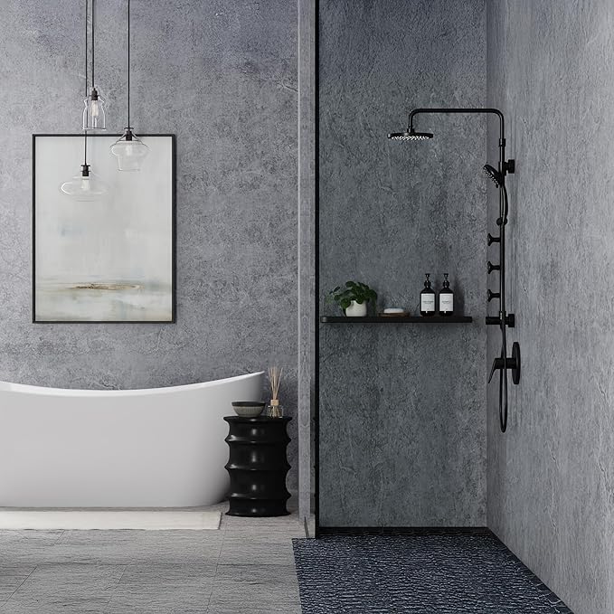 Lanikai Rain Shower Head with Handheld Spray Combo - 1028-MB-1.8GPM, Matte Black - 8" Rain Showerhead with Handheld Sprayer, 3 Spray Jets, 5-Function Rainfall Shower Head with Hose, 1.8 GPM