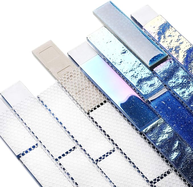 Blue Glass Porcelain Tile Box of 5 Square Feet Iridescent Starry Sky Backsplash Tile for Swimming Pool Kitchen Bathroom TSTNB18 (5 Square Feet)