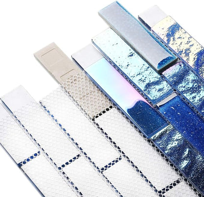 Blue Glass Porcelain Tile Box of 5 Square Feet Iridescent Starry Sky Backsplash Tile for Swimming Pool Kitchen Bathroom TSTNB18 (5 Square Feet)
