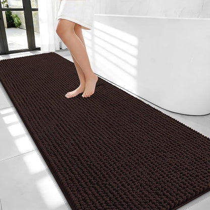 OLANLY Thick Chenille Bathroom Runner Rugs 70x24, Absorbent Bath Mat, Brown | Soft Bath Rugs, Rubber Backing, Machine Wash Dry, Bath Mats for Bathroom, Tub and Shower, Home Decor Accessories