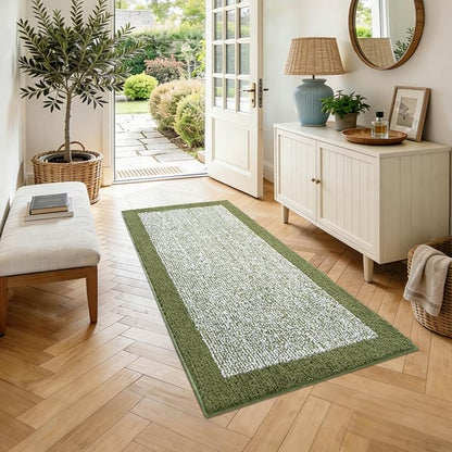 48x24 Long Bathroom Rugs Non Slip Washable,Large Bath Rugs for Bathroom Floor Tub,Soft Absorbent Quick Dry Bath Mats for Shower, Bathtub, Home Decor, Olive Green