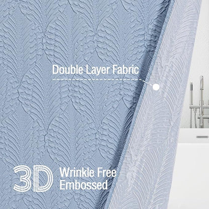 72x84 Extra Long Shower Curtain, Fog Blue 3D Embossed Half Bath Curtain