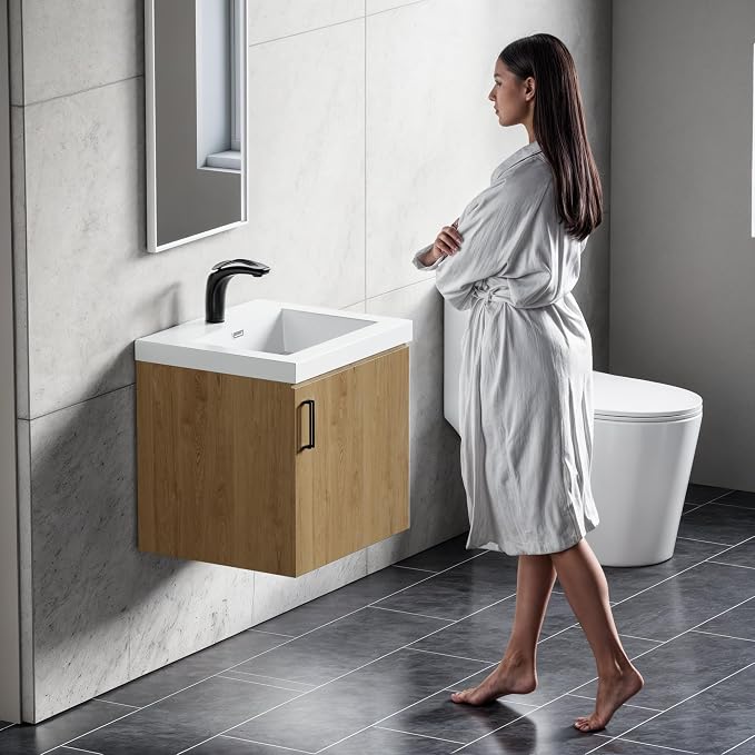 Dowell 18" Bathroom Sink,Single Bowl Vanity Basin,Rectangular Drop-In Bathroom Sink with Overflow,White-000 1818BP