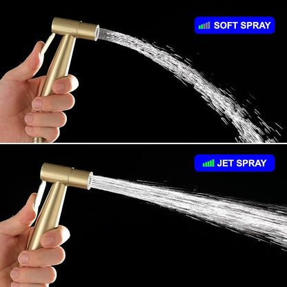 Handheld Bidet Sprayer for Toilet, Stainless Steel Baby Cloth Diaper Sprayer Kit, Bathroom Toilet Bidet Attachment Set for Bathing Pets Feminine Hygiene, Brushed Gold BDS01-3