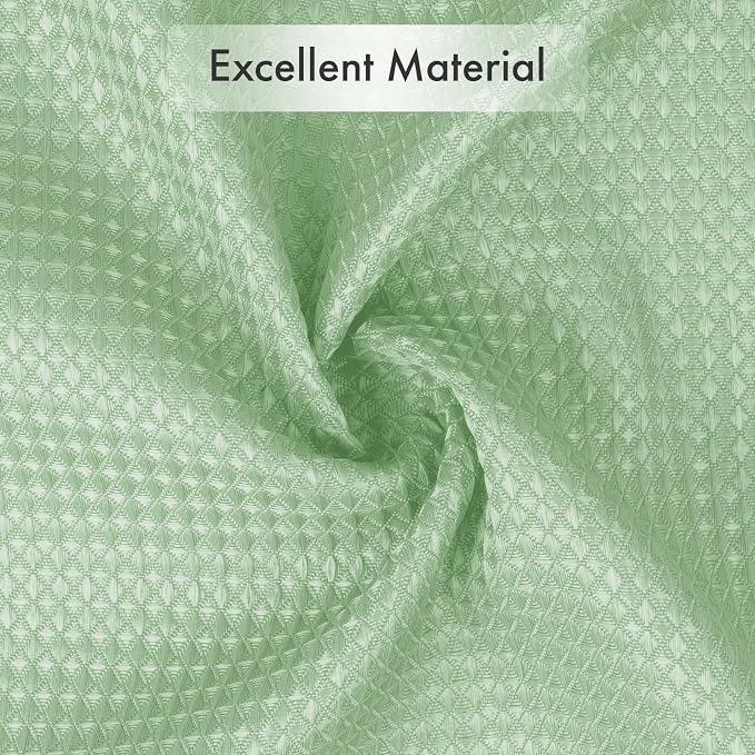 AmazerBath Mint Green Shower Curtain Waffle Textured, Light Green Shower Curtain Fabric Thick Heavy Duty 240GSM, Hotel Quality Bathroom Shower Curtains, Premium Polyester, 72 x 72 Inches