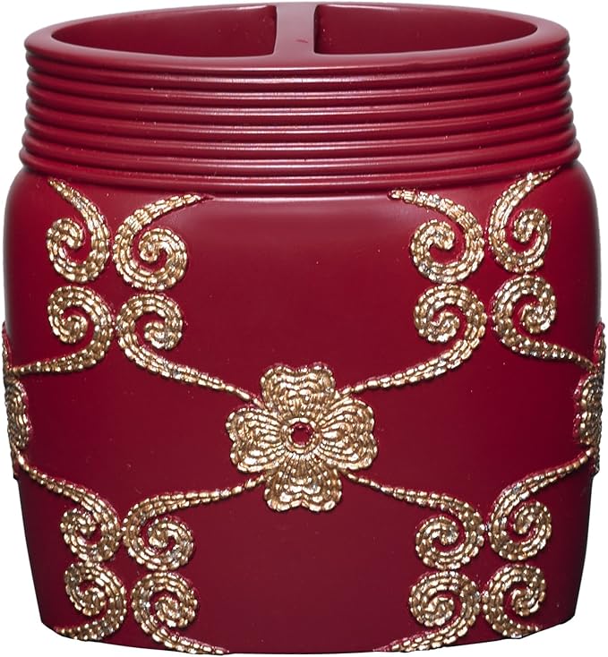 Popular Bath Toothbrush Holder, Vlegant Rosa Collection, Burgundy/Gold