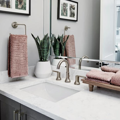 SKL Home CloudSoft Hand Towel Set, 2-Piece, 100% Cotton Luxury, Clay | Premium spa-level quality. 600 GSM weight. Ultra plush & absorbent. For use in the bathroom, kitchen, bar or any sink space.