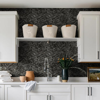 STICKGOO Peel and Stick Backsplash Tiles, Stick on Mosaic Self Adhesive Tiles, 3D Hexagon Backsplash for Kitchen Bathroom Fireplace Vanity (8PCS, Gunmetal Gray)