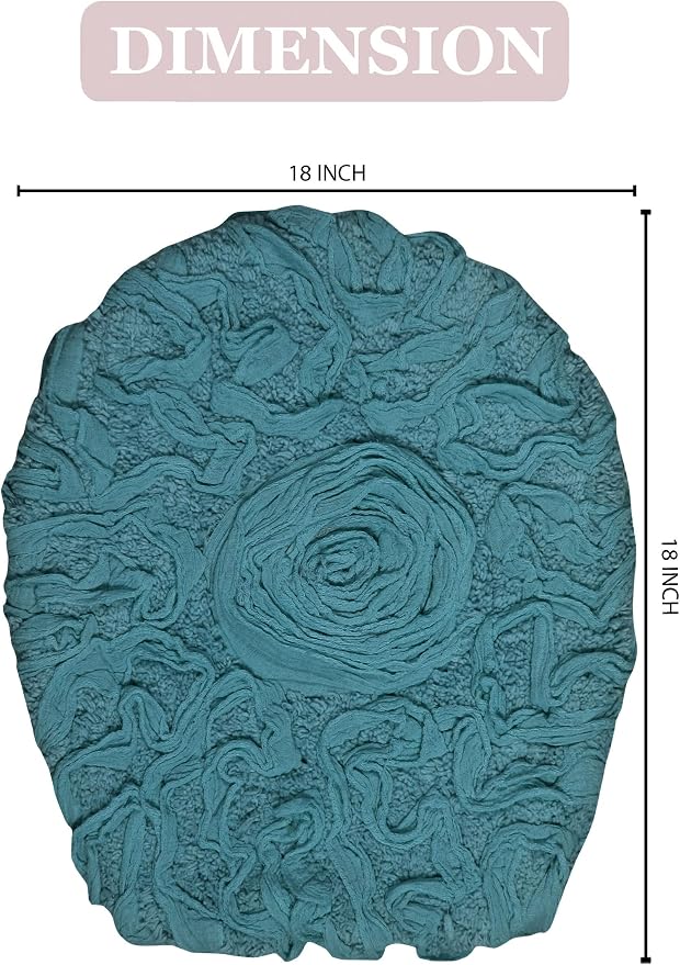 Home Weavers Bell Flower Toilet Lid Cover – 18"x18", 100% Cotton Tufted, Soft & Absorbent, Non-Slip, Machine Washable Bathroom Seat Cover, Blue