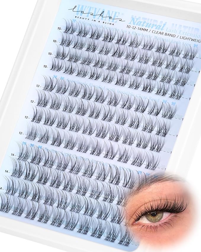 Wispy Lash Clusters Natural Eyelash Clusters Venus Short 10-12-14mm Cluster Eyelash Extensions Clear Band Clusters Lashes C Curl Individual Lashes Clusters DIY Lash Extensions Natural Look