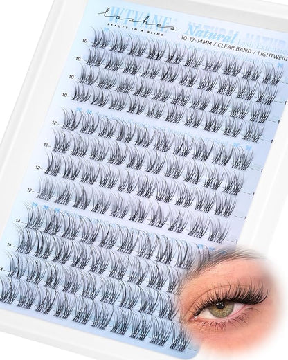 Wispy Lash Clusters Natural Eyelash Clusters Venus Short 10-12-14mm Cluster Eyelash Extensions Clear Band Clusters Lashes C Curl Individual Lashes Clusters DIY Lash Extensions Natural Look