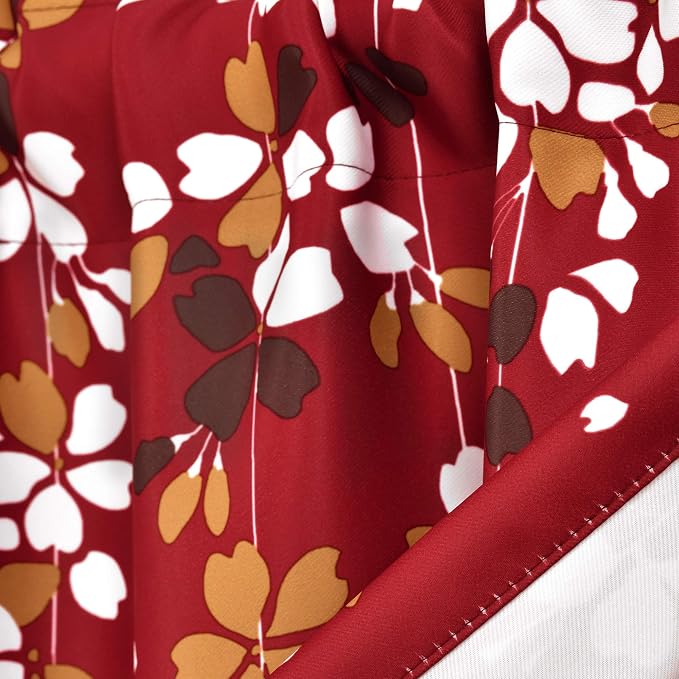 Lush Decor Valance Weeping Flower Light Filtering Window Curtain, Red