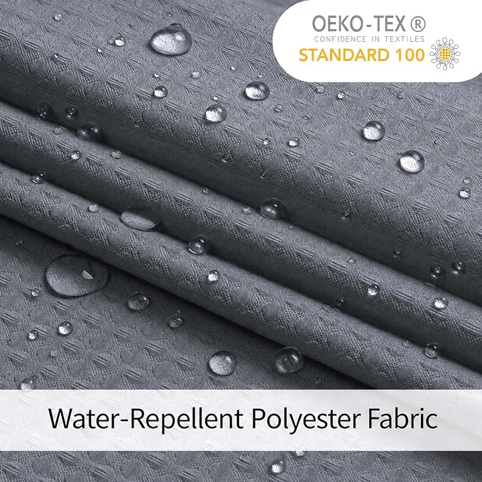 Grey Shower Curtain 72 Inch Length 1 Piece, Waffle Embossed Textured Soft Fabric Hotel Shower Curtain for Bathroom, Modern Polyester Water Repellent Machine Washable Bath Decor, 72Wx72L Inches
