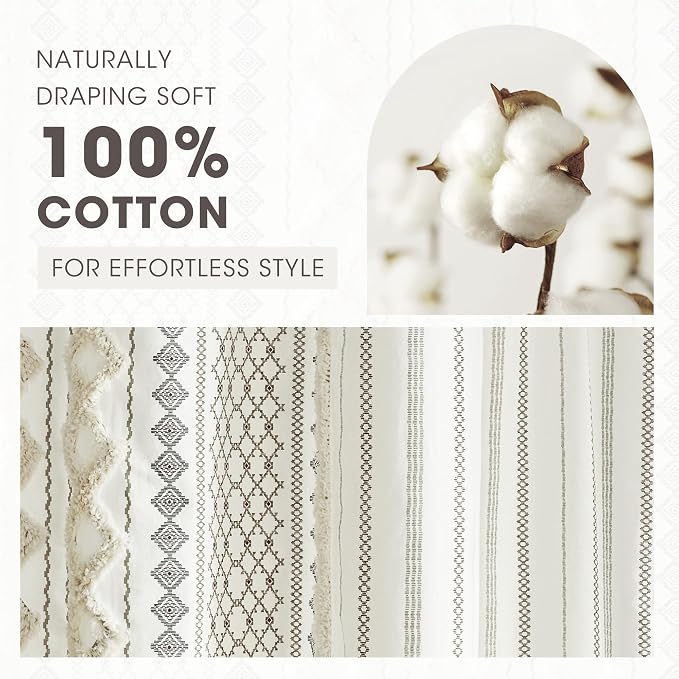 INK+IVY Imani Tufted Chenille 100% Cotton Shower Curtains Machine Washable, Modern Home Bathroom Décor Bathtub Privacy Screen, 72" x 72", Ivory | Machine Washable, Boho Tufted Chenille Modern Home Bathroom Decor, Bathtub Privacy Screen, OEKO-TEX Certified