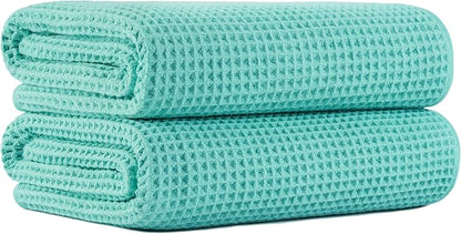 MICROFI New Microfiber Waffle Bath Towels, 2 Pieces, Oversized, Soft, Absorbent, Fast Drying, Lint Free 430 GSM (30''x60''/76cm x 152cm)