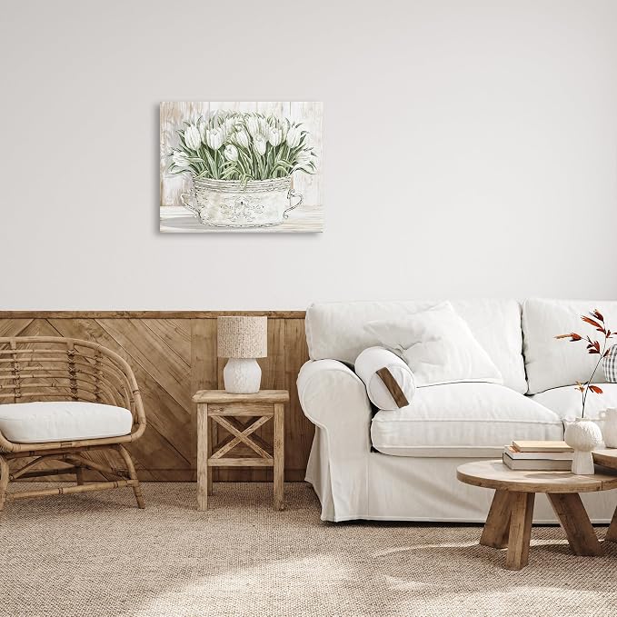 'Fresh White Tulip Flowers Vintage'| Canvas Art | Stupell Industries | 30 x 24 Inches, Easy to Hang and Sturdy, Made in USA, by Cindy Jacobs