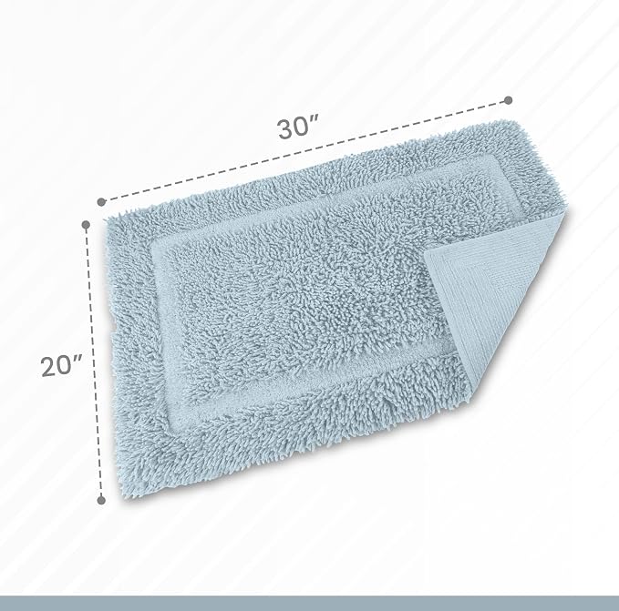 Martex Ringspun Bath Rug, 20" x 30", Soft Blue | 100% Cotton, Super Soft, Super Absorbent, Non-Slip, Quick Drying