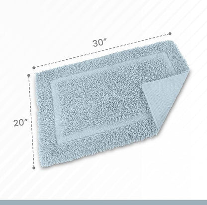 Martex Ringspun Bath Rug, 20" x 30", Soft Blue | 100% Cotton, Super Soft, Super Absorbent, Non-Slip, Quick Drying