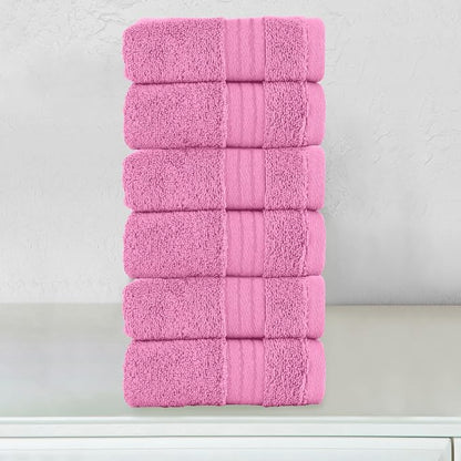 Elegant Comfort Premium Turkish Cotton 6 Pack Washcloths Set - 13 x 13 inch, Luxurious Hotel Spa Quality 100% Turkish Cotton 6PC Washcloth Set - Highly Absorbent - Soft Bathroom Towels, Light Pink