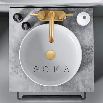 SOKA Centerset Bathroom Faucet 2 Handles 4 Inch Commercial Hand Sink Touch Faucets 3 Hole Bathroom Sink Faucet Gooseneck, Gold