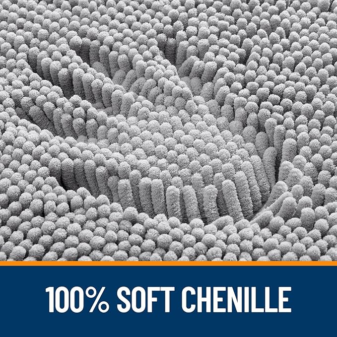 OLANLY Small Bathroom Rugs 24x16, Extra Soft Absorbent Chenille Bath Rugs | Grey, Quick-Drying Rubber Backing, Machine Washable Bath Mat for Bathroom Floor, Tub and Shower, Home Decor Accessories