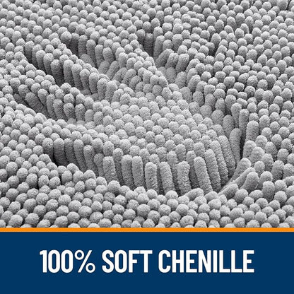 OLANLY Large Bathroom Rugs 70x46, Extra Soft Absorbent Chenille Bath Rugs | Grey, Quick-Drying Rubber Backing, Machine Washable Bath Mat for Bathroom Floor, Tub and Shower, Home Decor Accessories