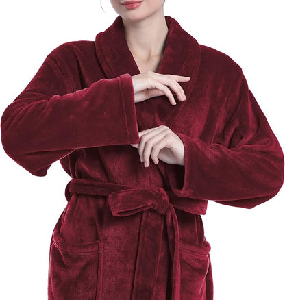 Fluffy Soft Robes for Women, Warm Fleece Womens Robe, Cozy Bathrobe | Plush Bathrobe for Women, Long Fuzzy Lightweight Bath Robe with Pockets for Shower Spa Hotel House Pool