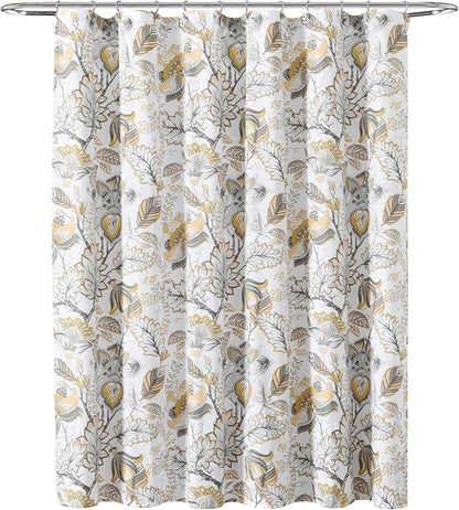Lush Decor Cynthia Jacobean Shower Curtain, 72" x 72", Yellow & Gray