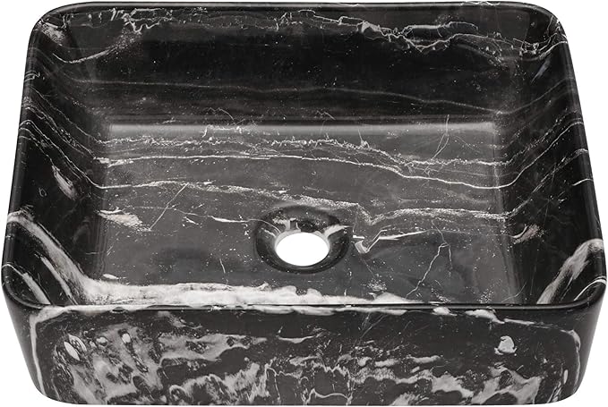 Bathroom Vessel Sink - Beslend 19''x15'' Rectangle Above Counter Marble Porcelain Ceramic Vessel Sink Art Basin
