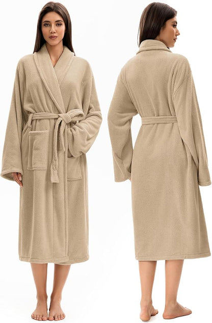 Soft Robe For Women，Warm Plush Bath Robes Female，Spa Towel After Shower Lightweight Long Bathrobe
