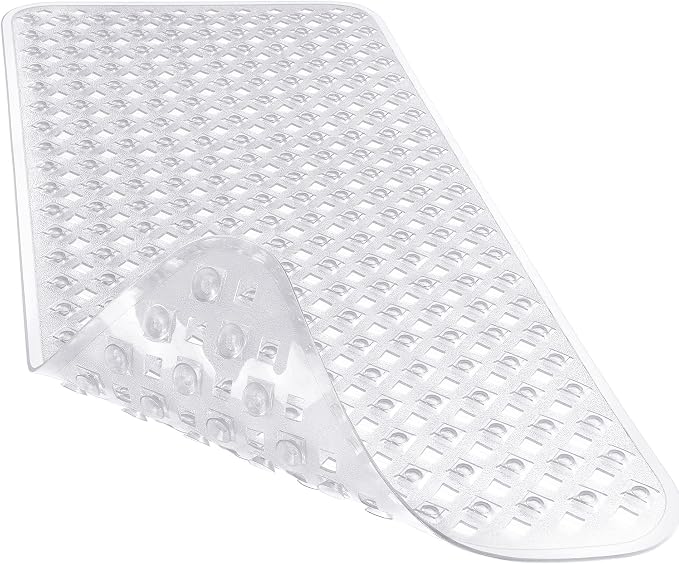 Yimobra Bathtub Mat Non Slip, 35"X16" Shower Mat with Strong Suction Cups & Drain Holes, Long Anti Slip Bath Tub Mat for Inside Shower, Machine Washable Fast Drying, Bathroom Essentials, Clear