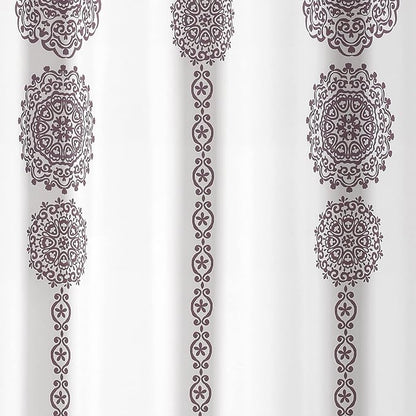 Lush Decor Stripe Medallion Shower Curtain-Fabric Mandala Bohemian Damask Print Design, 72" x 72", Purple