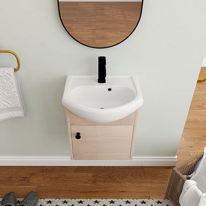 18" Bathroom Vanity with Sink for Small Space, Floating Mordern Bathroom Vanity with Soft Close Door, Bathroom Sink Vanity Combo,Wall Mounted Bathroom Vanities
