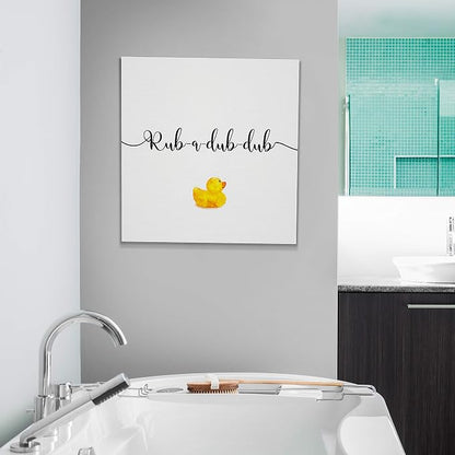 Renditions Gallery Rub Dub Rubber Ducky Bathroom Décor Gallery Wrapped Canvas Wall Art, 16x16,