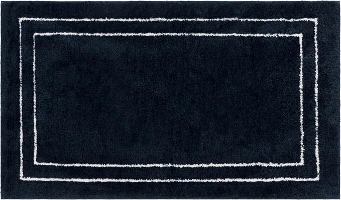 Mohawk Home Corona Casual Geometric Navy Blue 1' 5" X 2' Machine Washable Bath Mat Perfect for Bathroom