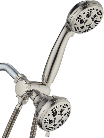 AquaDance Brushed Nickel High Pressure 3-way 48-setting Rain – Handheld Shower Head Combo – Angle Adjustable, Anti-Clog Jets, Tool-Free Installation - USA Standard Certified – Top U.S. Brand | Enjoy Two 6-Setting Rain & Hand Showerheads Separately or T...