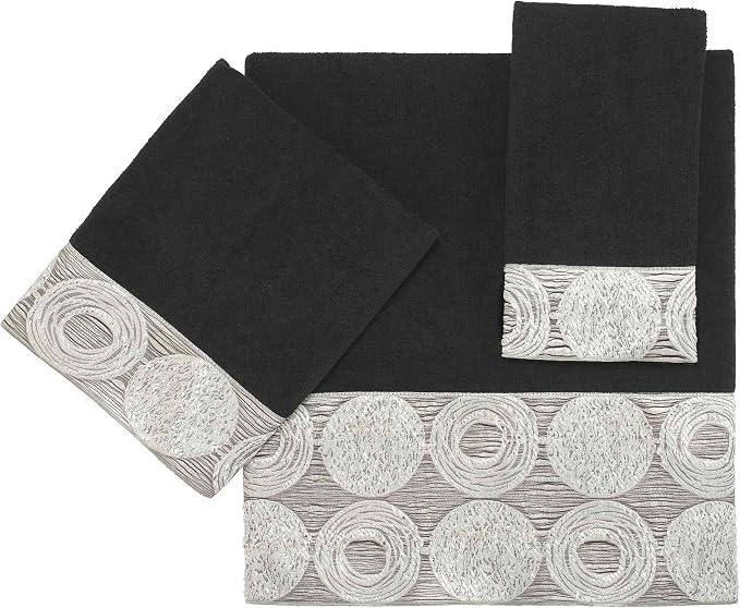 Avanti Linens 19334BLK Galaxy Fingertip Towel, Black, 11.00" x 18.00"