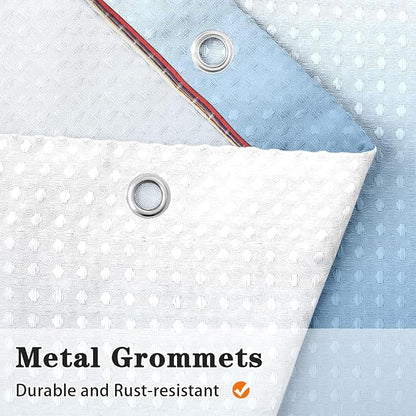 Shower Curtain Set, for Bathroom Decor 72" x 72", Gradient Ombre | Waffle Modern Blue Waffle Textured Cloth Waterproof Matching Window Shower Curtain 36 x 30 Inches